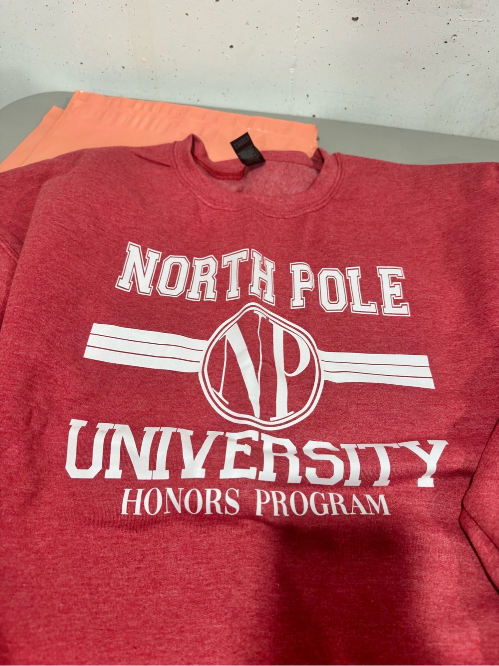 Hand‎ Crafted Red North Pole University Honors Crewneck Sweatshirt